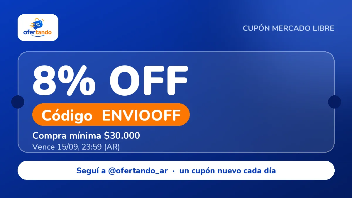 Cupón ENVIOOFF de Mercado Libre: 8% de descuento