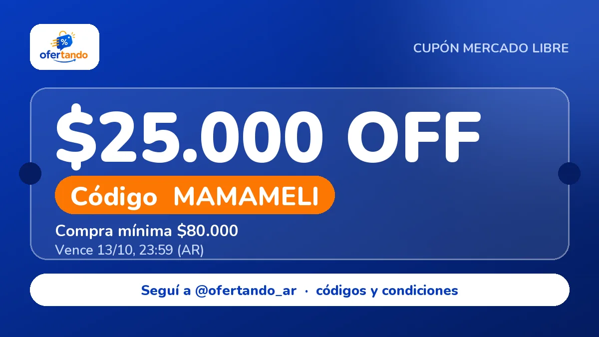 Cupón MAMAMELI de Mercado Libre: $25.000,00 de descuento