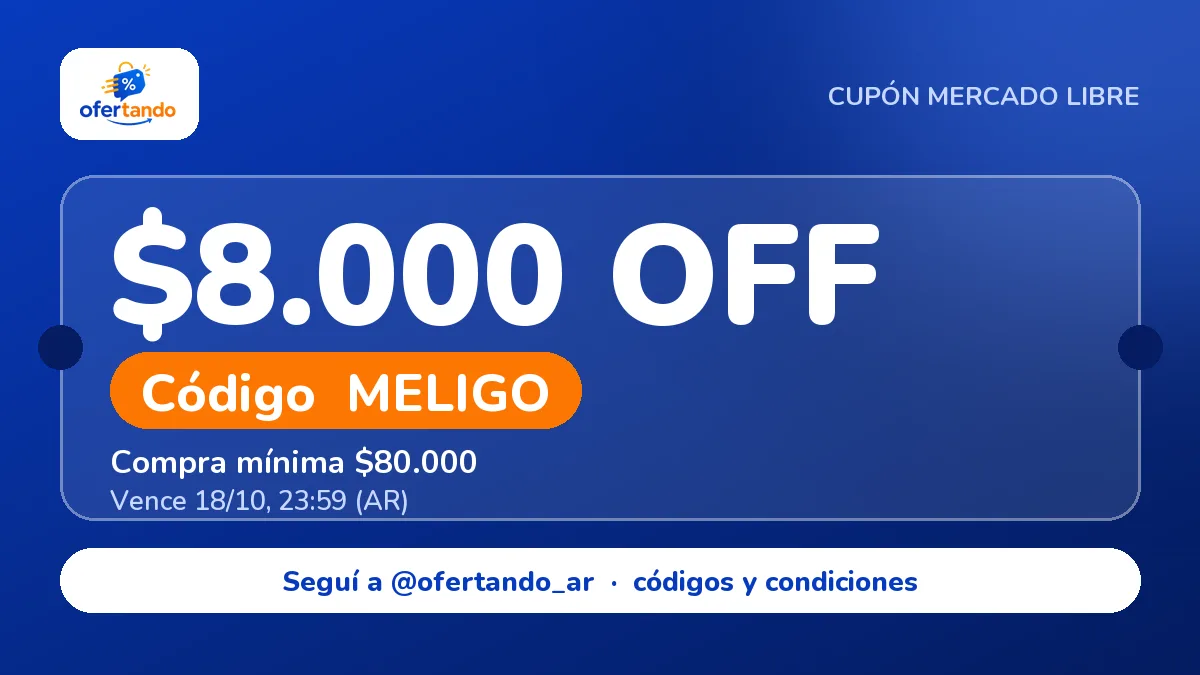 Cupón MELIGO de Mercado Libre: $8.000,00 de descuento