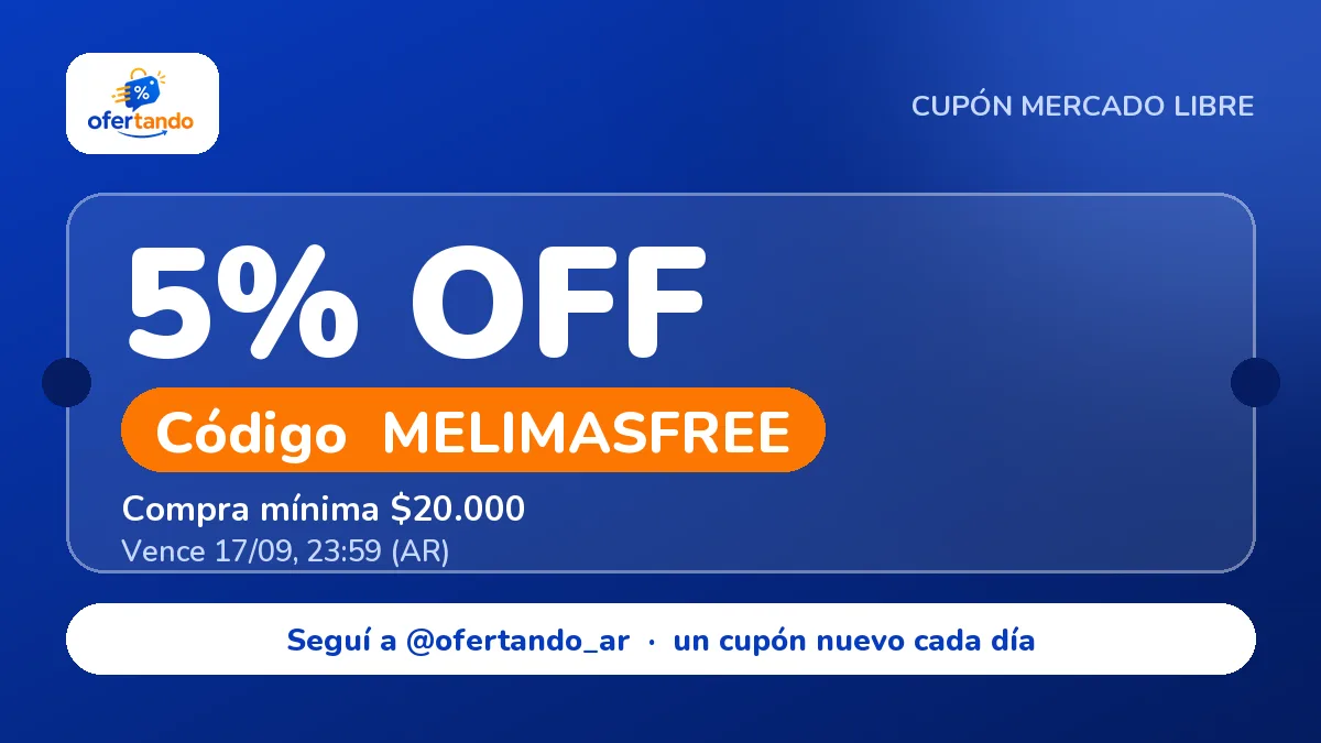 Cupón MELIMASFREE de Mercado Libre: 5% de descuento