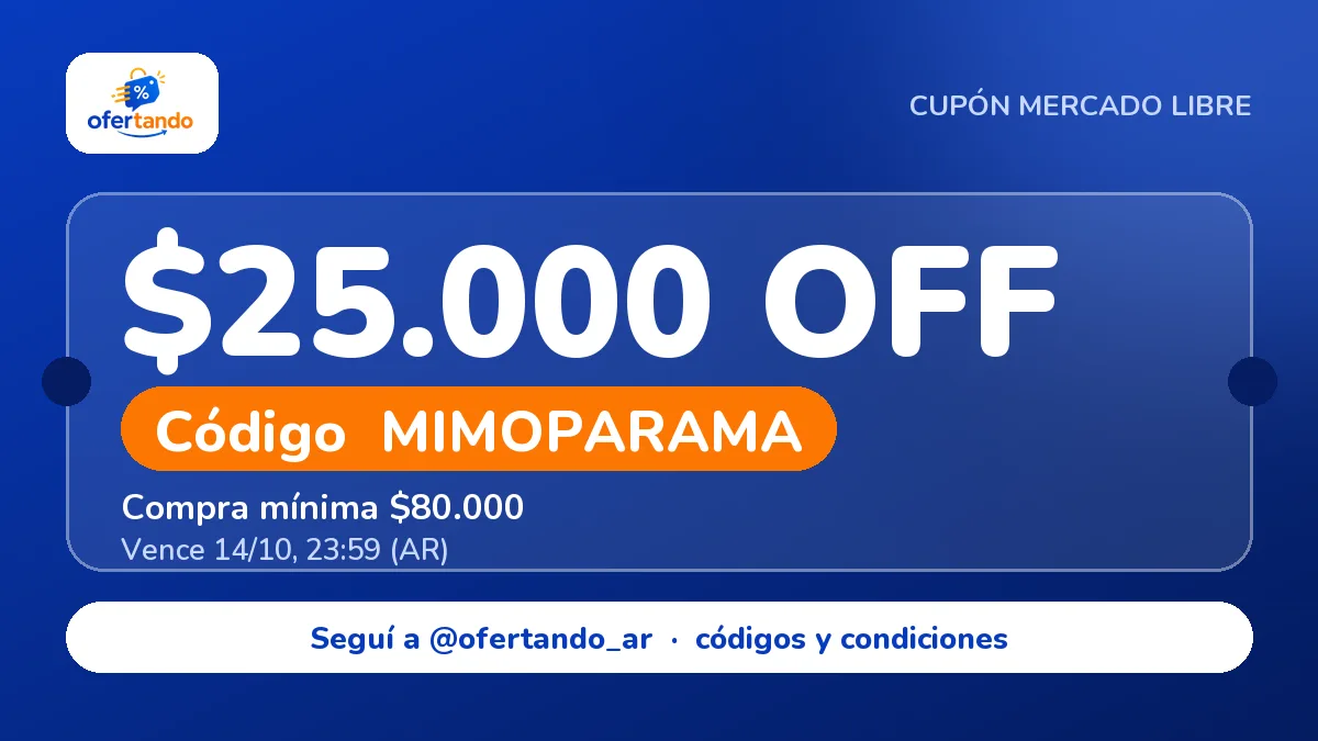 Cupón MIMOPARAMA de Mercado Libre: $25.000,00 de descuento